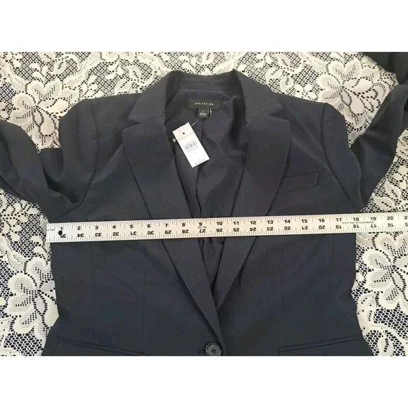 Ann Taylor Blazer Size 4 Navy Blue Polyester Machine Washable One Button NWT - Picture 6 of 9